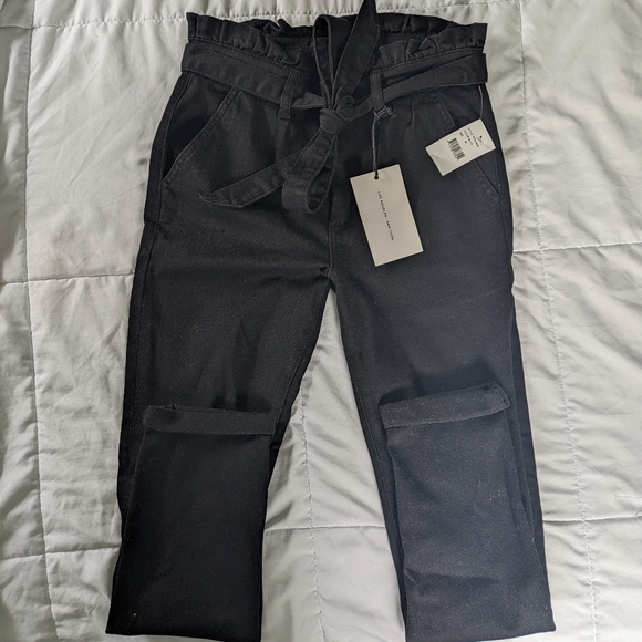 Prosperity Black Denim Tie Waist Paper Bag Skinny Jeans - Picture 12 of 12